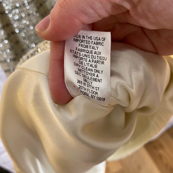 Milly New York Tweed Fit Flare Sheath Holiday Dress Cream/Gold Sleeveless Size 4 - Picture 10 of 11